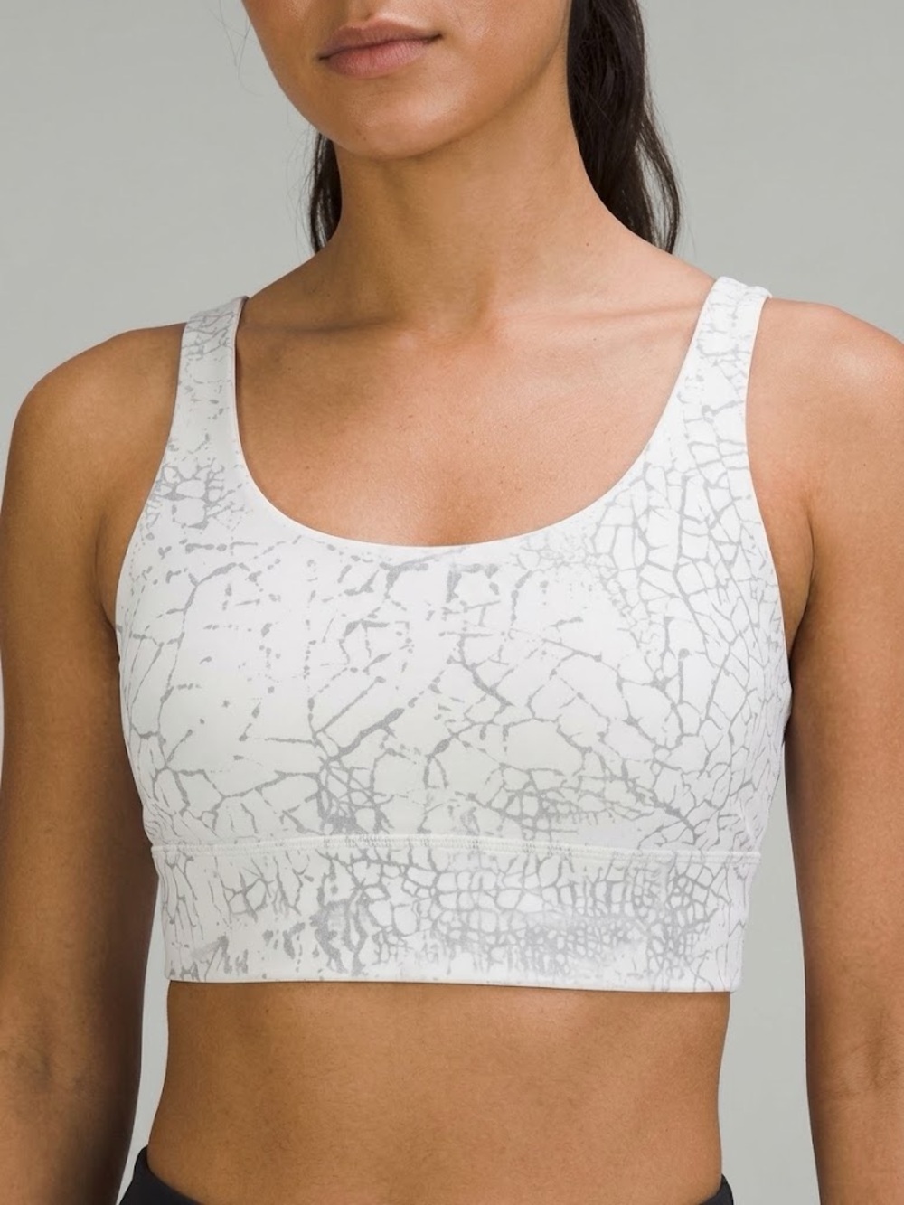 lululemon - White & Silver Marble-Print Sports Bra